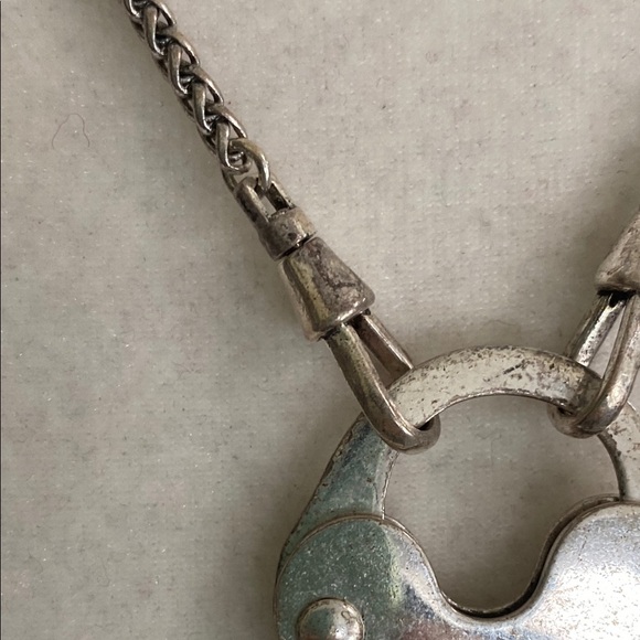Fossil Silver Heart Padlock Necklace with Keyhole Vintage Bohemian Whimsical - Picture 4 of 13